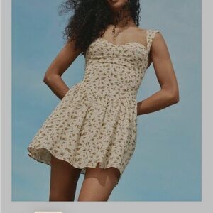 Reformation Cream Floral Mini Dress